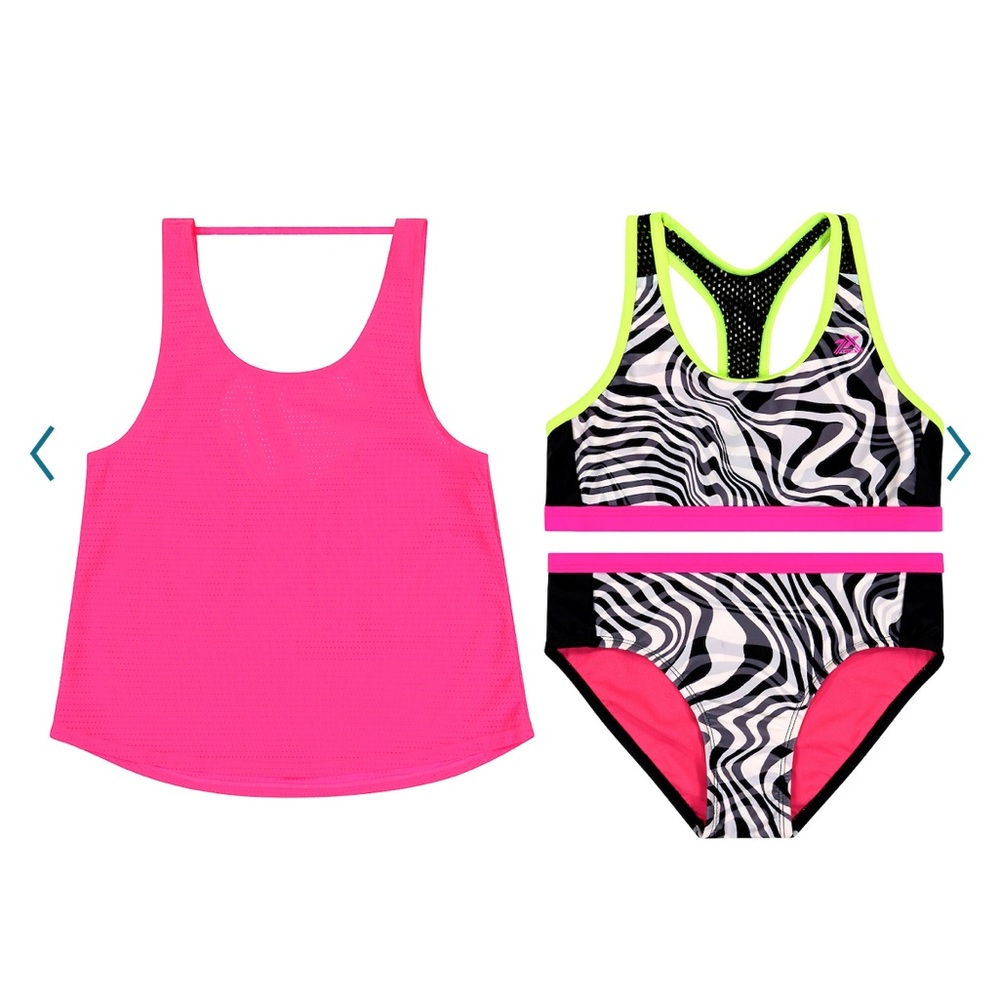ZeroXposur Action Back Bikini Swimsuit with Cover Up Tank Top - 3 Piece Set